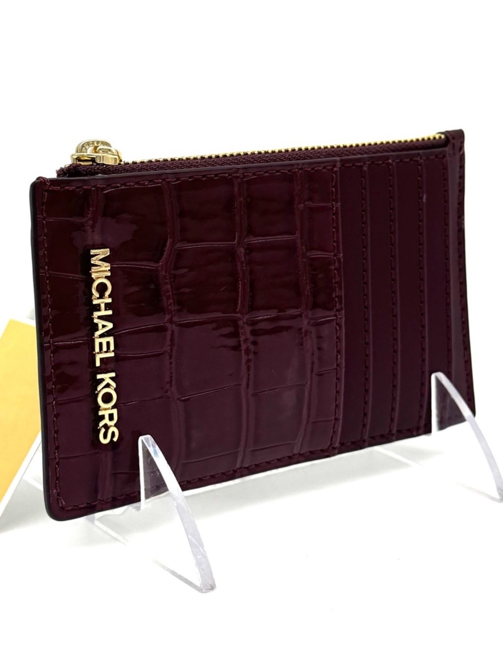 Michael Kors Medium Logo Card Case Wallet Ox Blood Multi